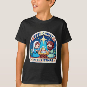 Keep Christ In Christmas Nativity Scene Manger Jes T-Shirt