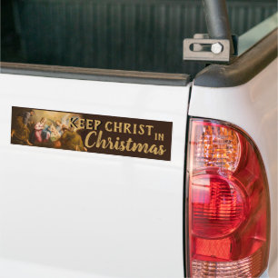 Keep Christ in Christmas Religious Nativity Manger Bumper Sticker
