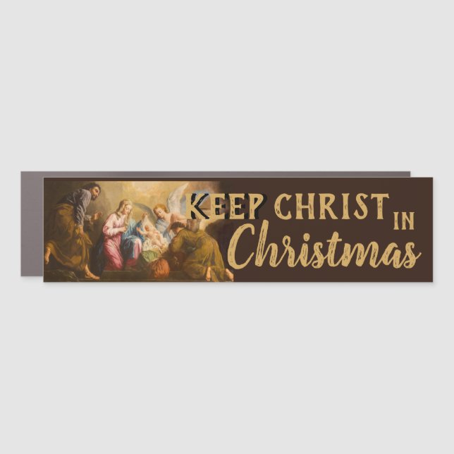 Keep Christ in Christmas Religious Nativity Manger Car Magnet (Front)