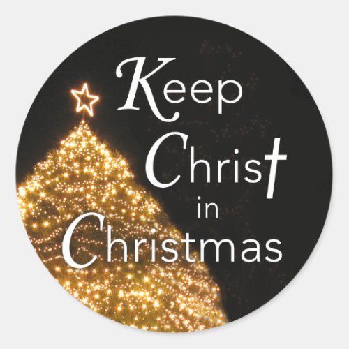 Keep Christ in Christmas Sticker w Tree Round