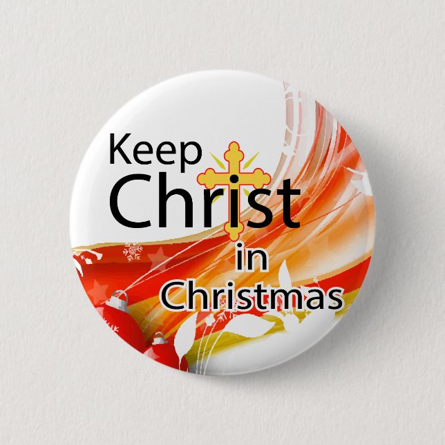Keep Christ in Christmas, Swirl Pinback Button (Front)