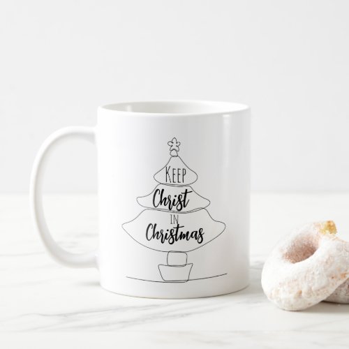 Keep Christ in Christmas Tree Typography Minimal Coffee Mug