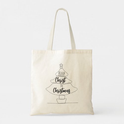 Keep Christ in Christmas Tree Typography Minimal Tote Bag