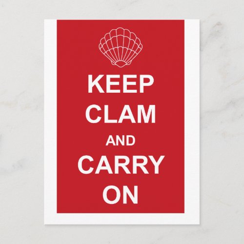 KEEP CLAM AND CARRY ON POSTCARD