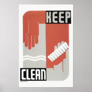 Keep Clean - Healthcare WPA Print - Circa 1937