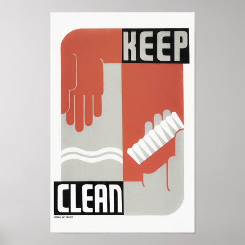 Keep Clean _ Healthcare WPA Print _ Circa 1937