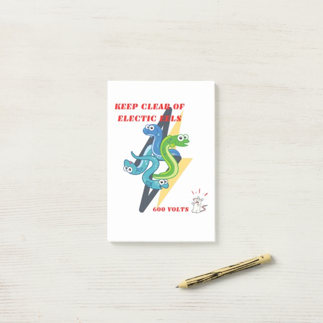 Keep Clear Of Electric Eels Post-it Notes (On Desk)