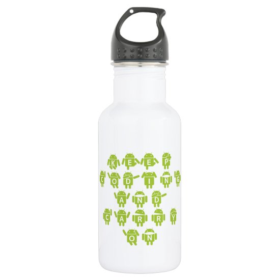Keep Coding And Carry On (Bug Droid Font Shoutout) Stainless Steel Water Bottle