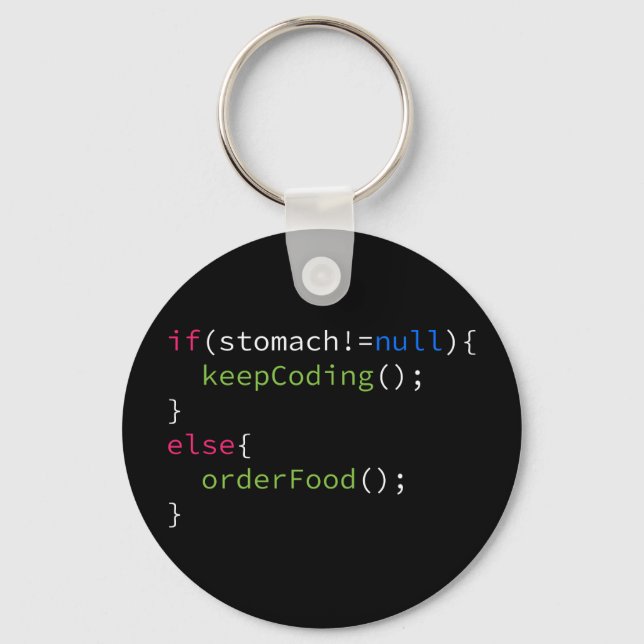 Keep Coding or Order Food Keychain (Front)