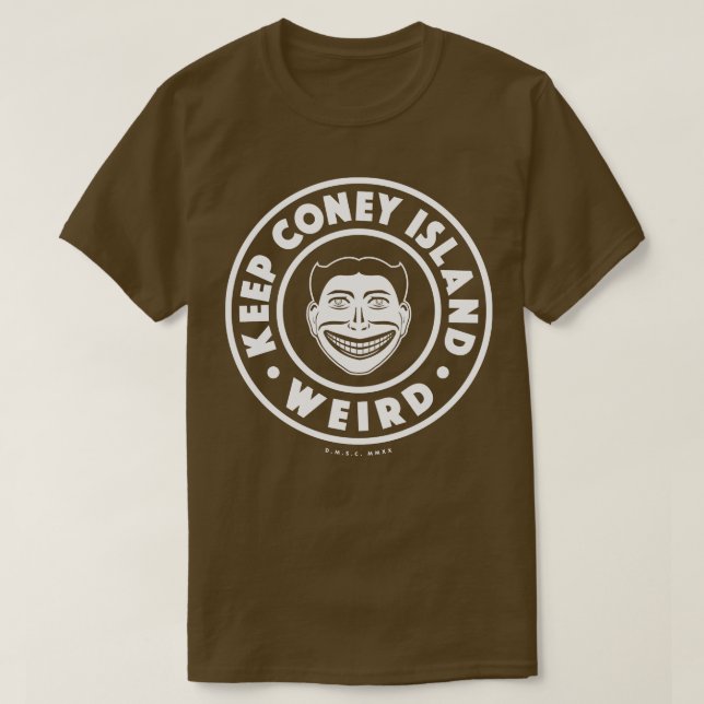 Keep Coney Island Weird Circle White T-Shirt (Design Front)
