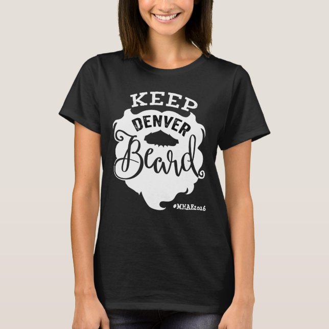 "Keep Denver Beard" Women's V-Neck Black T-Shirt (Front)