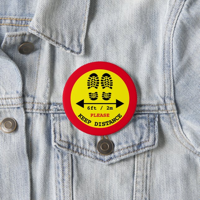 Keep Distance 6ft / 2m Apart - Social Distance Button (In Situ)