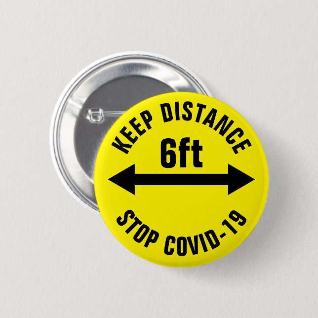 Keep Distance 6ft Help Stop Covid19 Corona Virus Button (Front & Back)
