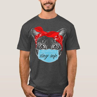 Keep Distance  Cat Kitten with Mouthguard Face T-Shirt