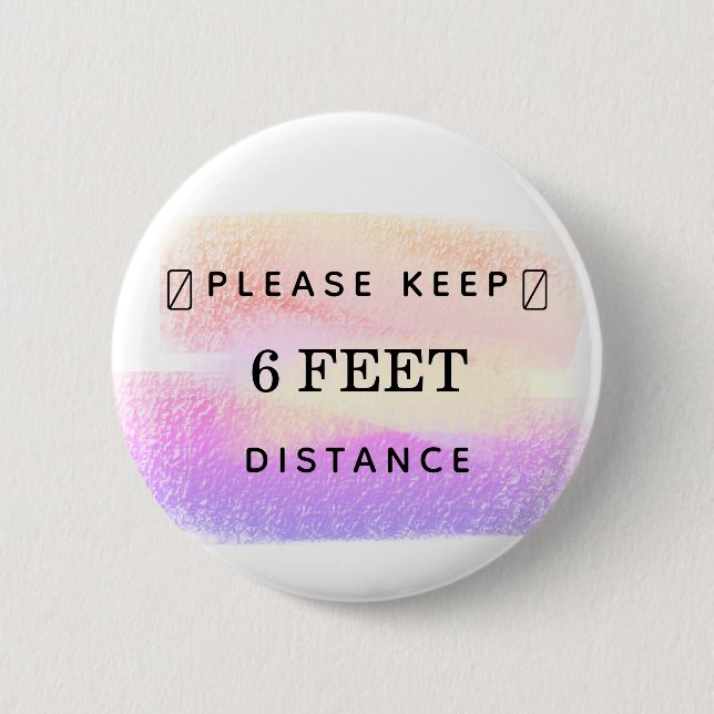 Keep distance covid-19 light pastels brush strokes button (Front)