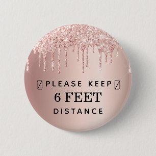 Keep distance rose gold pink glitter drips button