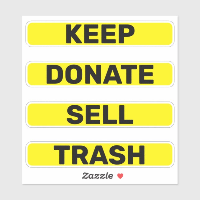 Keep Donate Sell Trash Simple Konmari Sticker (Sheet)