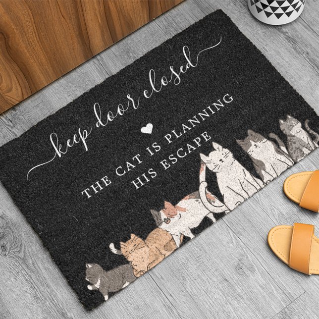Keep Door Closed | Funny Cat Escape Fiber Doormat (Creator Uploaded)