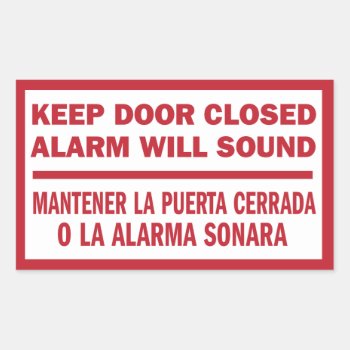 Keep Door Closed Sign English Spanish Rectangular Sticker by SayWhatYouLike at Zazzle
