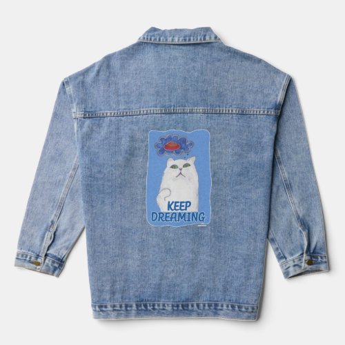 Keep Dreaming Cat Cartoon Character Art Denim Jacket