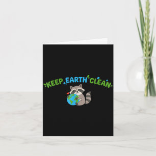 Keep earth clean cute raccoon earth day eco card