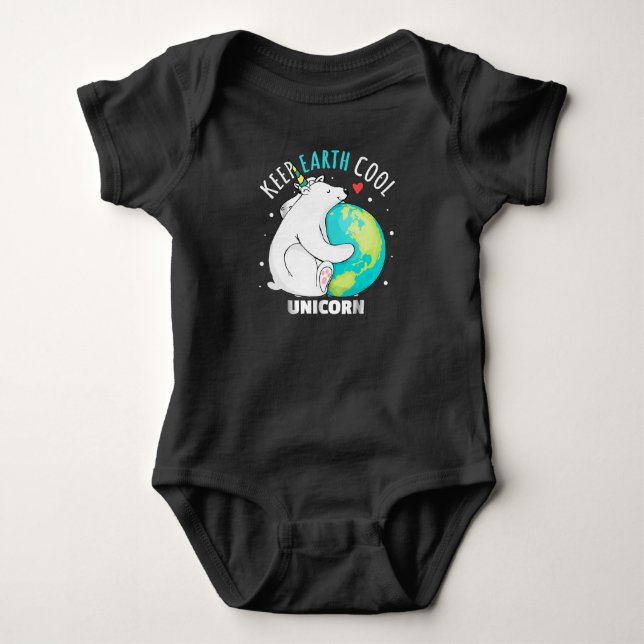 Keep Earth Cool Polar Bear Earth Day Men Women Baby Bodysuit (Front)