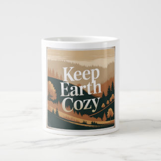 Keep Earth Cozy Retro Nature Adventure Eco Art Giant Coffee Mug