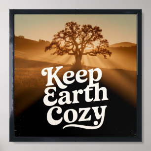 Keep Earth Cozy Tree Life Vintage Nature Spirit Framed Art