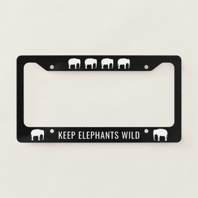 Keep Elephants Wild | Asian Elephant Silhouettes License Plate Frame (Front)