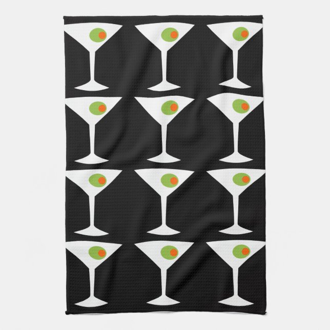 Keep 'Em Coming Martini Kitchen Towel (black) (Vertical)