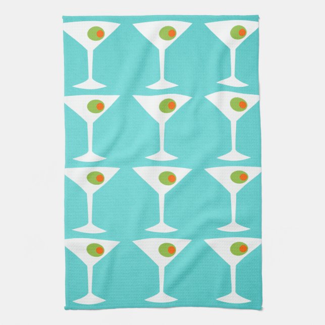 Keep 'Em Coming Martini Kitchen Towel (turquoise) (Vertical)