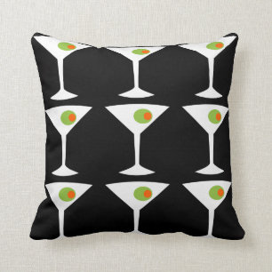 Keep 'Em Coming Martini Throw Pillow (black)