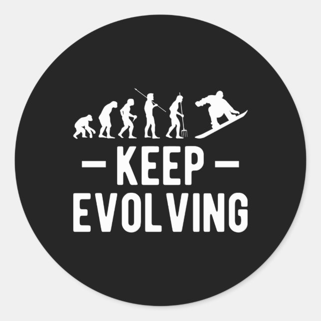 Keep Evolving Snowboarder Evolution Classic Round Sticker (Front)