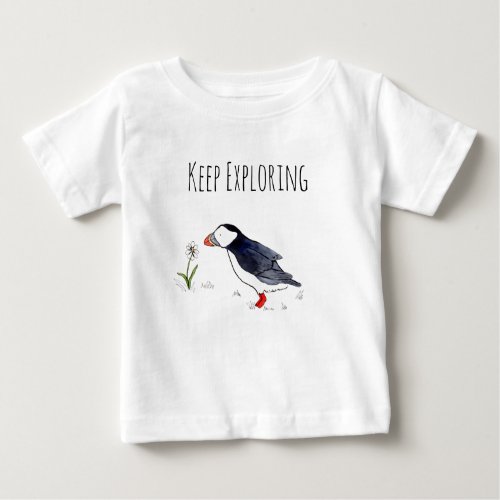 Keep Exploring Lettering with Atlantic Puffin Baby T_Shirt