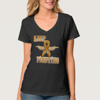 Keep Fighting Kidney Cancer Ladies V-Neck Nano T T-Shirt