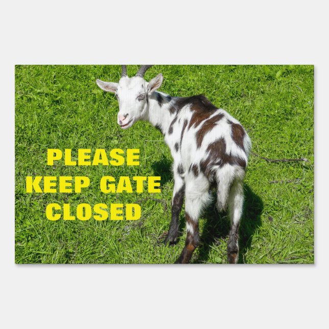 Keep Gate Closed Goat Yard Sign (Front)