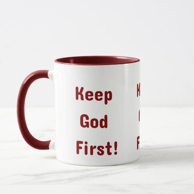 Keep God First Faith-Based Inspiration Two-Tone Mug (Left)