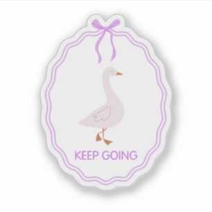 Keep Going Cute Goose with Purple Ribbon Frame Sticker