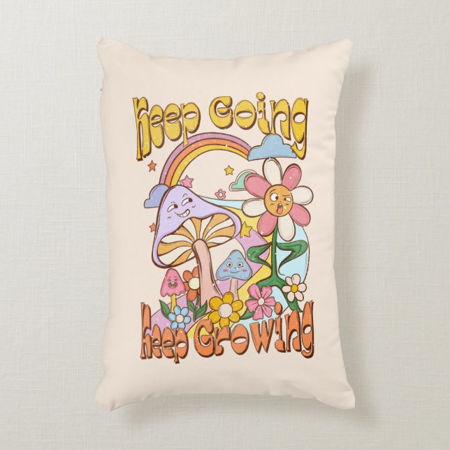 Keep Going, Keep Growing | Mushroom & Floral Accent Pillow (Front(Vertical))