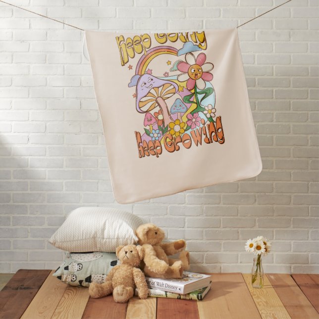 Keep Going, Keep Growing | Mushroom & Floral Baby Blanket (In Situ)