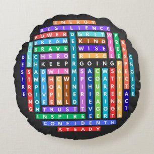 Keep Going Motivational Word Search Quest Circle Round Pillow