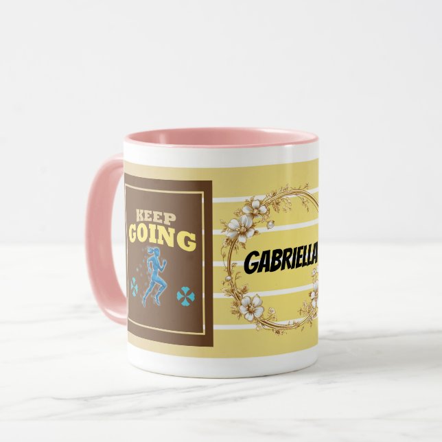 Keep Going – Personalized Motivational Floral Mug  (Front Left)
