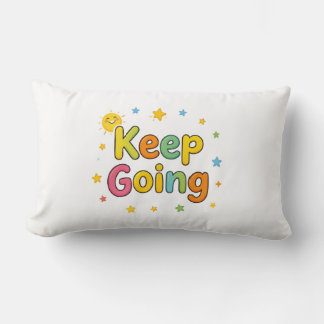 Keep going playful quote with sun, stars lumbar pillow