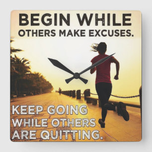 Keep Going - Women's Running Workout Motivational Square Wall Clock