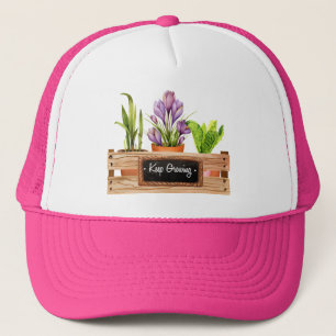 Keep growing chalkboard sign plant flower box  trucker hat