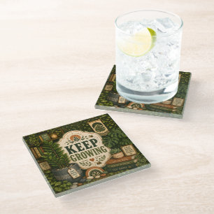 Keep Growing Glass Coaster