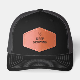 Keep Growing | Inspirational Minimalist Quote Leather Patch Hat