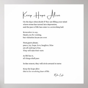 Keep hope alive inspirational poem wall poster