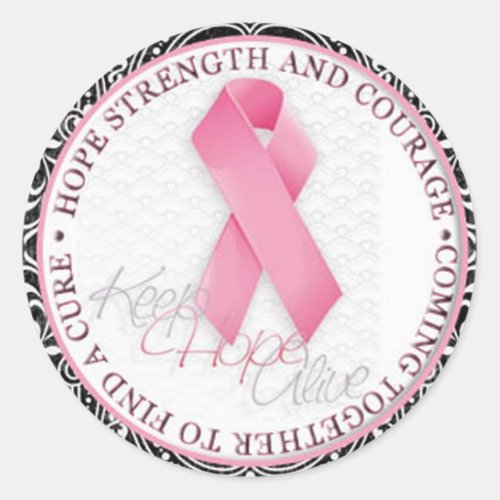 keep hope alive pink ribbon breast cancer classic round sticker