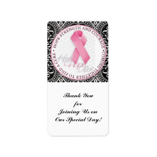 keep hope alive pink ribbon breast cancer label